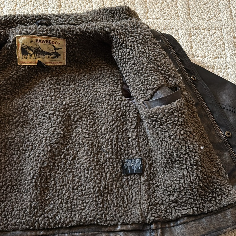 Boys Faux Leather Jacket with Sherpa Lining - Picture 3 of 8